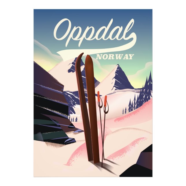 Foto Cartaz de esqui de Oppdal na Noruega. (Frente)