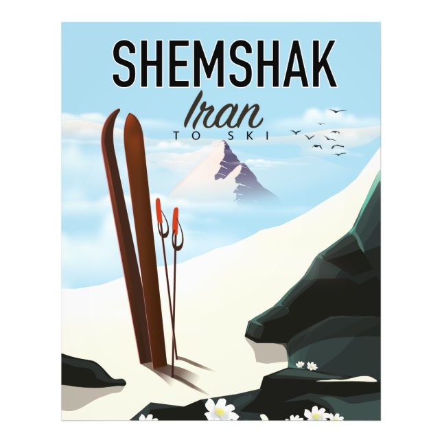 Foto Cartaz de esqui Shemshak Irã. (Frente)