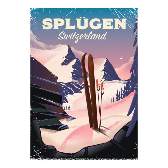 Foto cartaz de esqui splügen Suíça (Frente)
