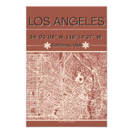 Foto Cartaz de Mapa Mínimo da Cidade de Los Angeles