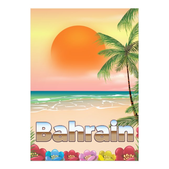 Foto cartaz de viagem da praia do Bahrein (Frente)