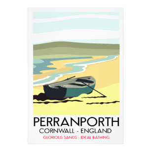 Foto Cartaz de viagem de Perranporth Cornwall à beira-m