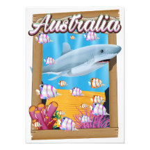 Cartaz de viagem de tubarão submarino da Austrália