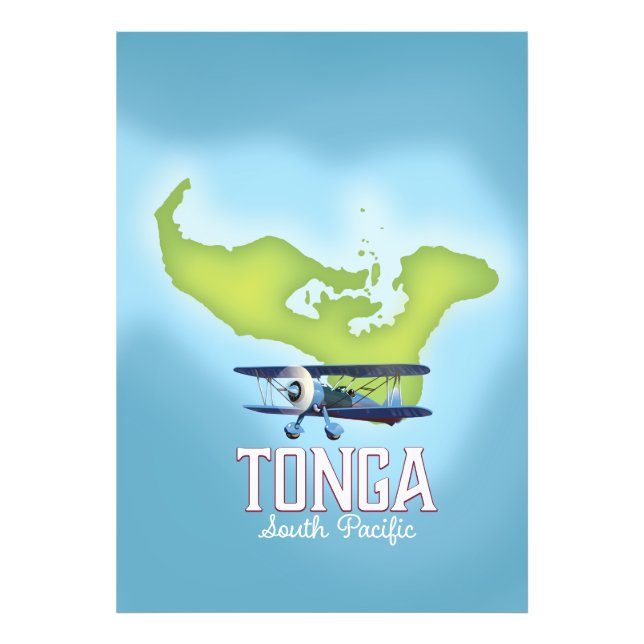 Foto Cartaz de viagem de voo do mapa de Tonga (Frente)