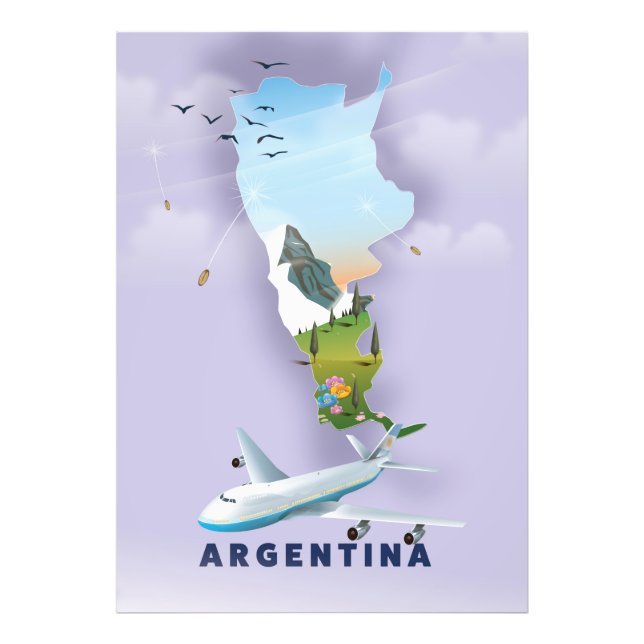 Foto Cartaz de viagem do mapa da Argentina (Frente)