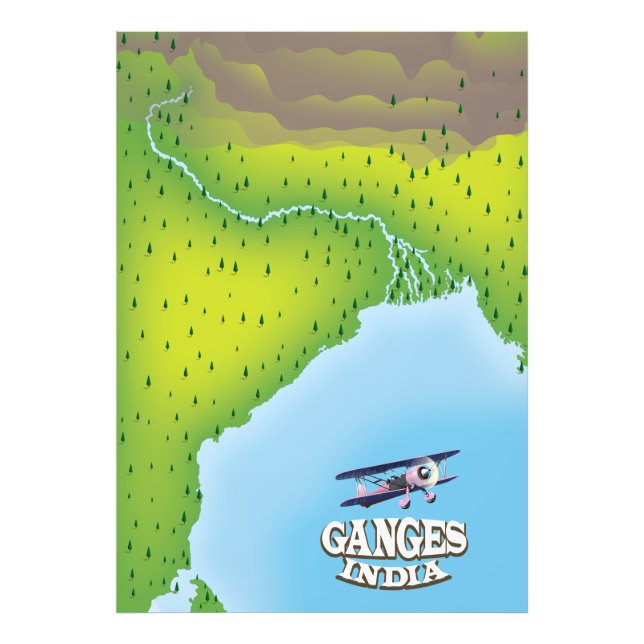 Foto Cartaz de viagem do mapa da Índia Ganges (Frente)