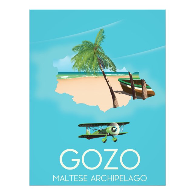 Foto Cartaz de viagem do mapa de Gozo, arquipélago malt (Frente)