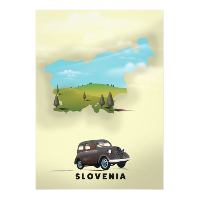 Foto Cartaz de viagem do mapa ilustrado da Eslovênia (Frente)