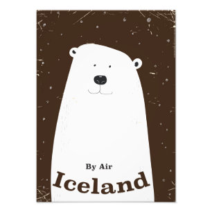 Foto Cartaz de viagem do urso polar vintage Islândia