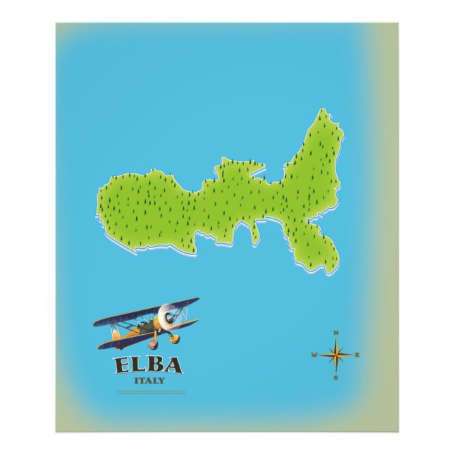 Foto Cartaz de viagem mapa da Itália Elba (Frente)