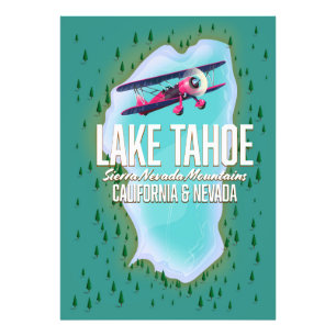 Foto cartaz de viagem mapa do lago Tahoe