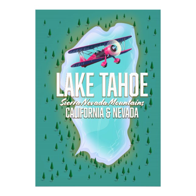 Foto cartaz de viagem mapa do lago Tahoe (Frente)