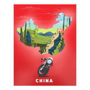 Foto cartaz de viagem mapa ilustrado da China