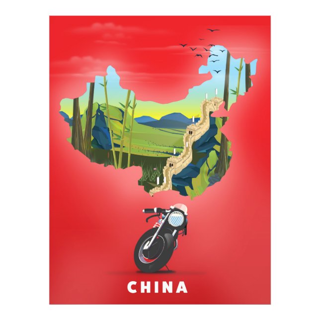 Foto cartaz de viagem mapa ilustrado da China (Frente)