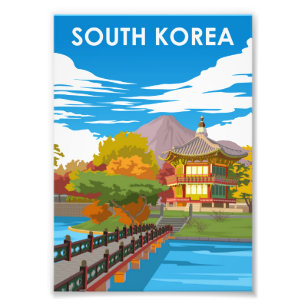 Foto Cartaz de Viagem Minimalista Retro da Coreia do Su