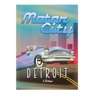 Foto Cartaz de viagem Motor City Detroit Michigan.