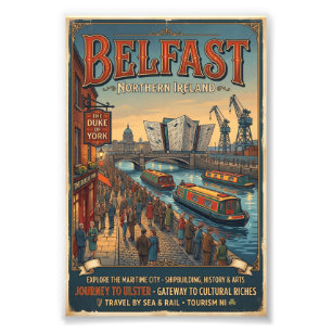 Foto Cartaz de Viagem Retro Belfast Irlanda do Norte