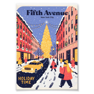 Foto Cartaz de Viagem Retro de Natal da Quinta Avenida