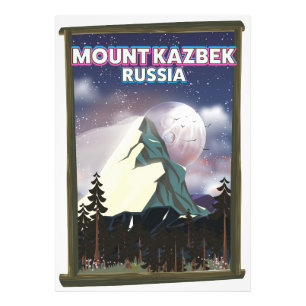 Foto Cartaz de viagem russo do Monte Kazbek.