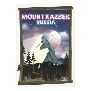 Foto Cartaz de viagem russo do Monte Kazbek.