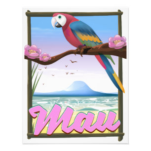 Foto Cartaz de viagem tropical do papagaio Maui Havaí
