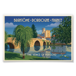 Foto Cartaz de Viagem Vintage Brantôme Dordogne França