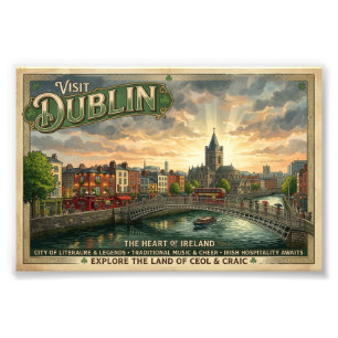 Foto Cartaz de Viagem Vintage Dublin