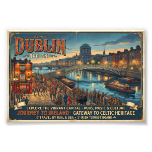 Foto Cartaz de Viagem Vintage Dublin Irlanda