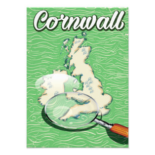 Foto cartaz de viagem vintage mapa da cornwall
