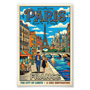 Foto Cartaz de Viagem Vintage Paris - A Cidade das Luze