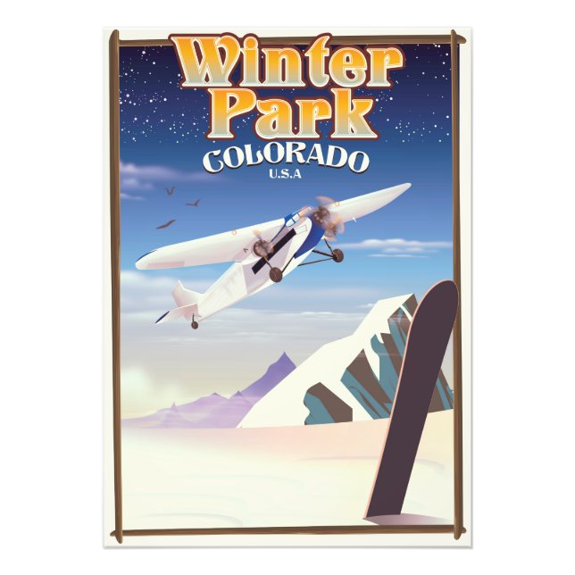Foto Cartaz de viagem vintage Winter Park colorado (Frente)