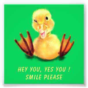 Foto Cartaz Divertido com Sorriso de Pato Feliz - Texto