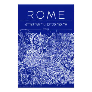 Foto Cartaz do Mapa da Cidade de Roma em Blueprint