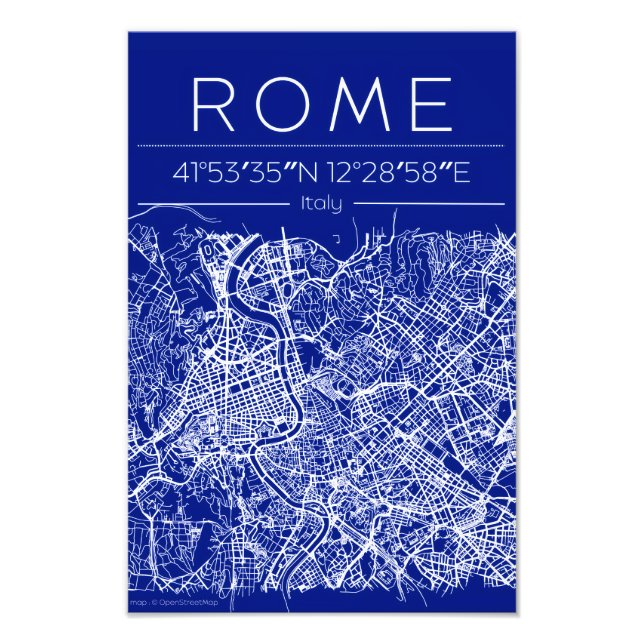 Foto Cartaz do Mapa da Cidade de Roma em Blueprint (Frente)