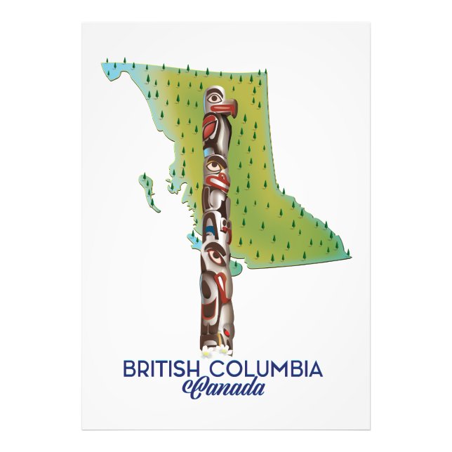 Foto cartaz do mapa da Colúmbia Britânica Canadá. (Frente)