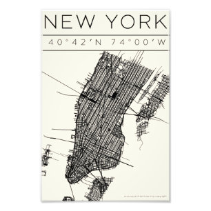 Foto Cartaz do Mapa de Nova York – Arte de Rua Minimali