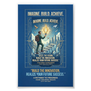 Foto Cartaz Motivacional Imagine Construa Alcance