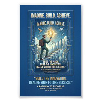Foto Cartaz Motivacional Imagine Construa Alcance