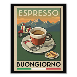 Foto Cartaz Retro de Café de Arte de Espresso Italiano 