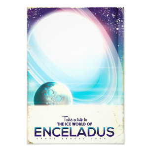 Foto Cartaz vintage de viagem espacial para Encélado