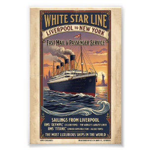 Foto Cartaz Vintage White Star Line Olympic & Titanic