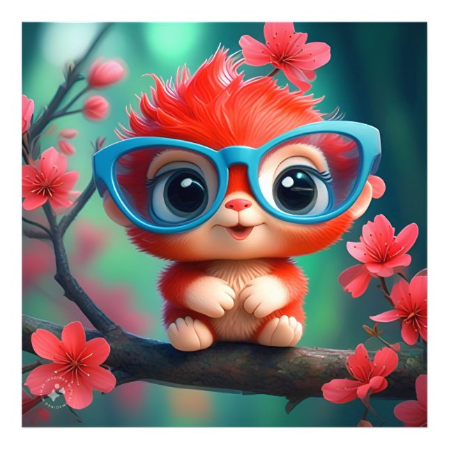 Foto Cartoon Panda Rosa No Ramo (Frente)