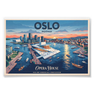 Foto Casa de Ópera de Oslo Cartaz de Viagem Vintage - N