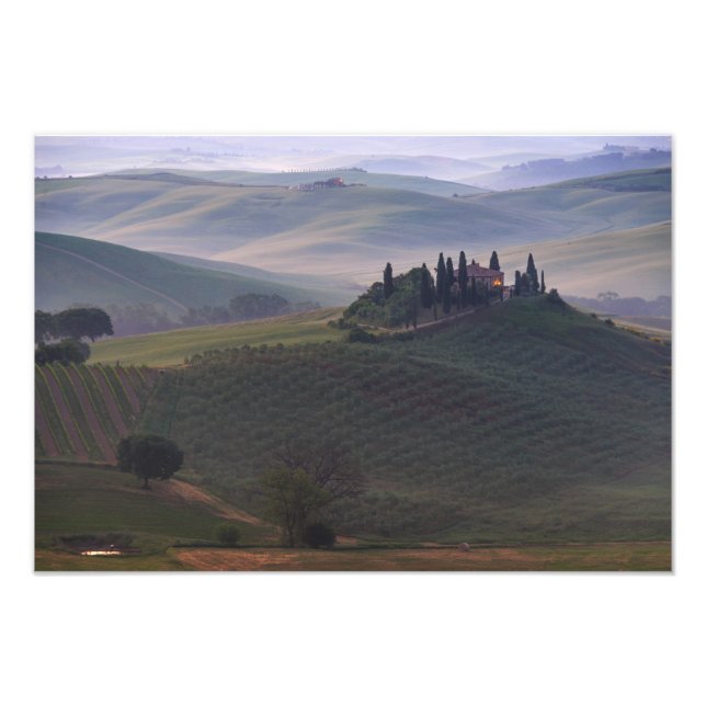 Foto Casa na Toscana na impressão de nevoeiro matinal (Frente)
