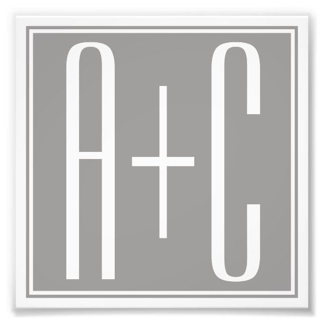 Foto Casais Clássicos Initails | Branco e Cinza (Frente)