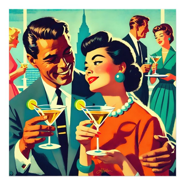 Foto Casais de Festa de Cocktail dos Meados do Século - (Frente)