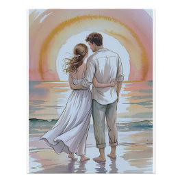 Foto Casal na praia ao pôr do sol