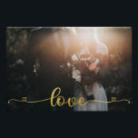 Foto Casamento Elegante Romântico de Script de Amor Dou<br><div class="desc">Impressão personalizável de fotos de casamento com um roteiro de amor dourado.</div>