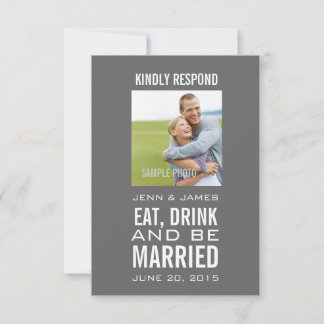 Foto Casamento RSVP Comer Beber Casar Cinza