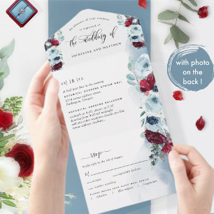 Foto, Casamento Vermelho e Azul com RSVP Perfurado